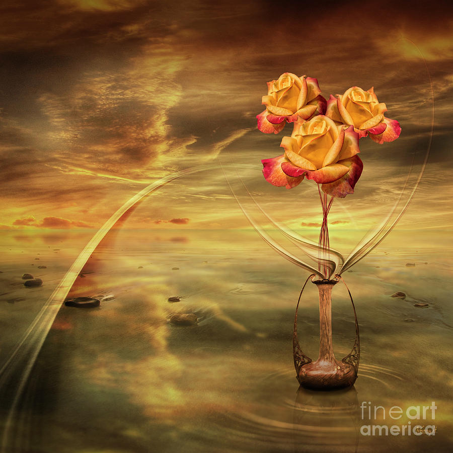 Roses at dusk Digital Art by Johnny Hildingsson