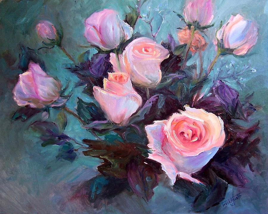 Roses At Open House Painting by Geri Acosta