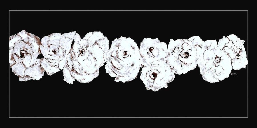 Roses Blanche Sur Noir Painting by VIVA Anderson