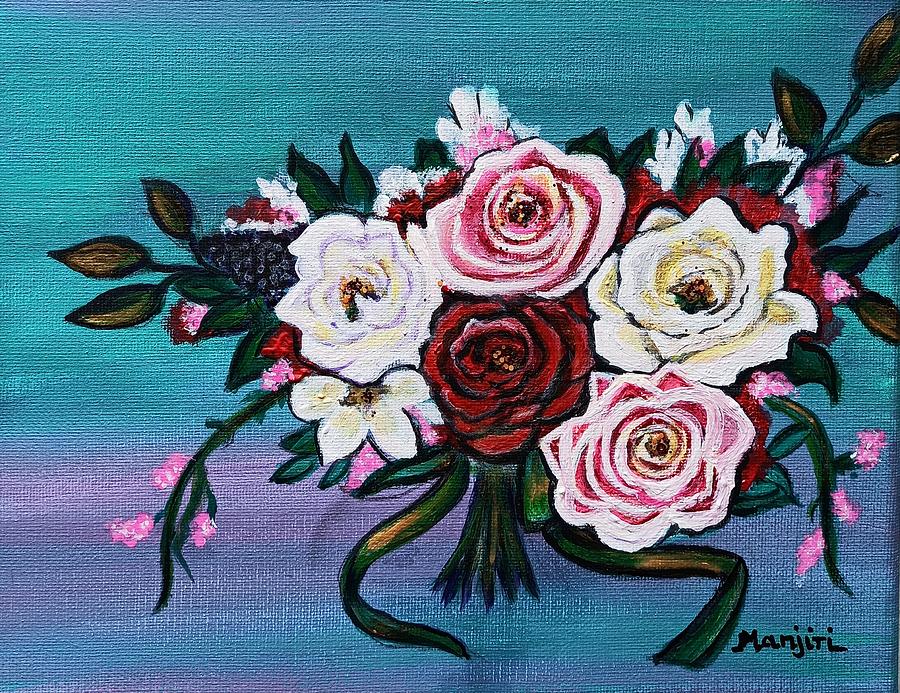 Roses bouquet Floral fantasy Painting by Manjiri Kanvinde