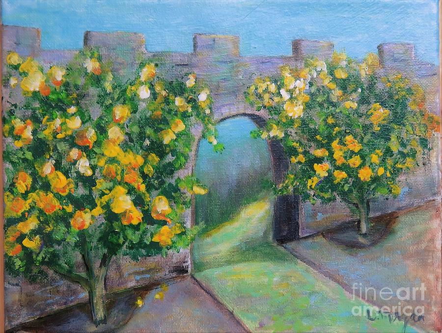 Roses By The Castle Wall Painting