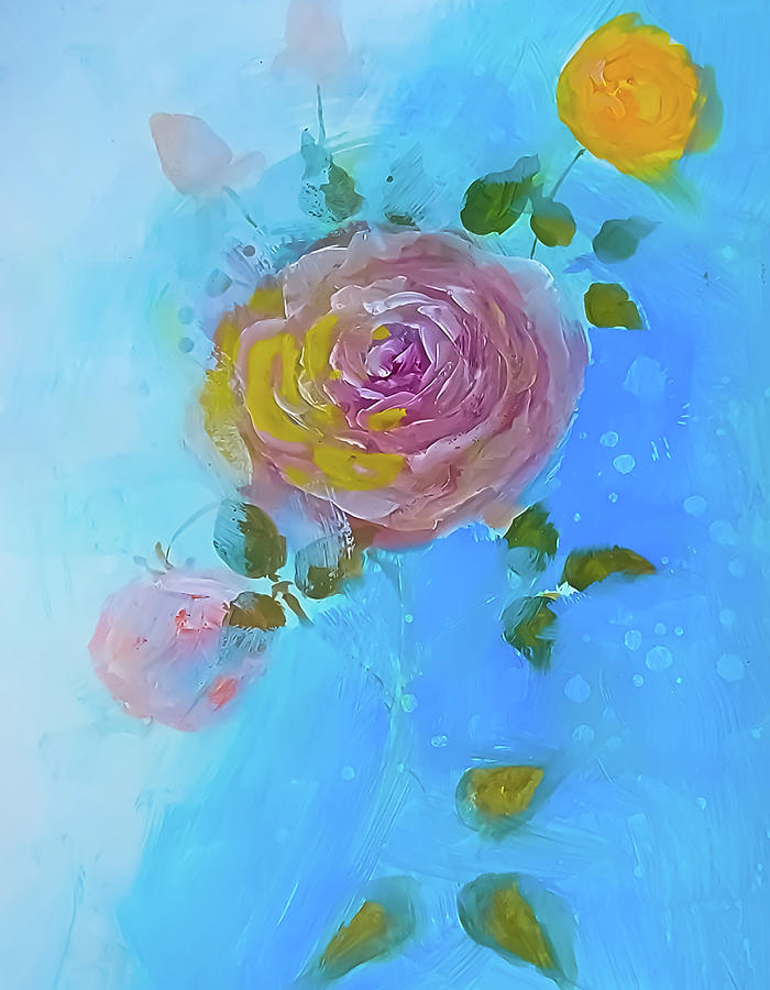 Roses Floating In The Pool Painting by Lisa Kaiser