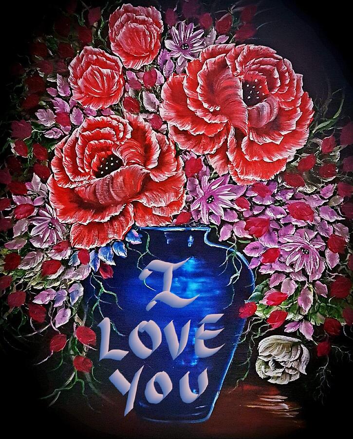 Roses From The Heart In Red Love You Painting