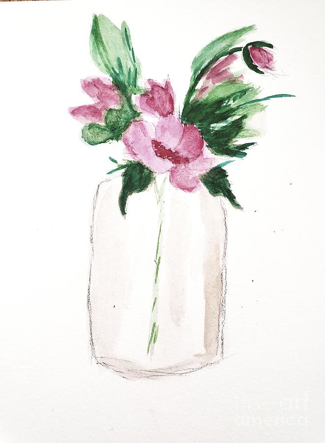 Roses in a Jar Painting by Margaret Welsh Willowsilk