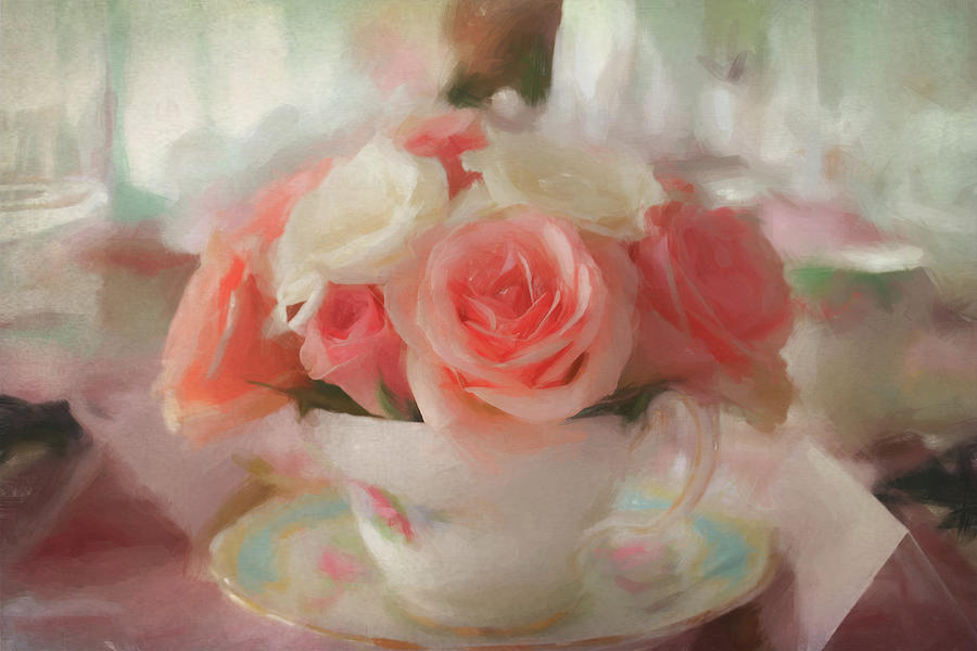 Roses in a Teacup Photograph by Alison Frank