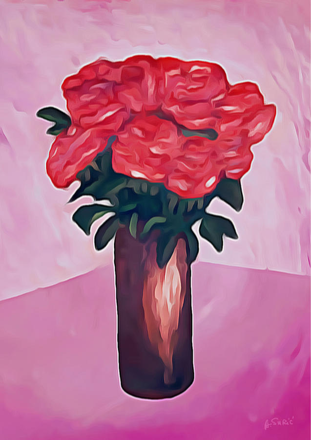 Roses In a Vase -Still Life Painting by Antonia Surich - Fine Art America