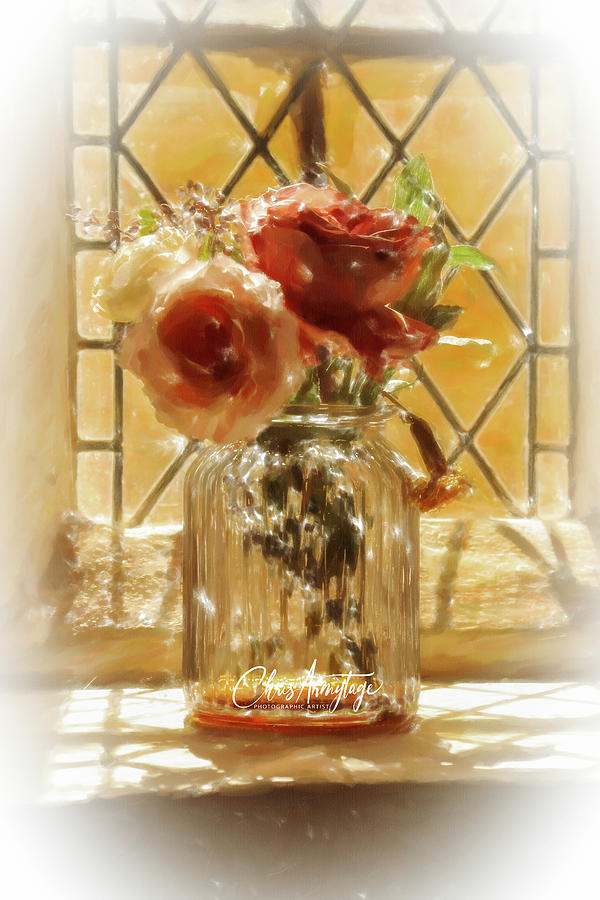 Roses In A Vase Digital Art