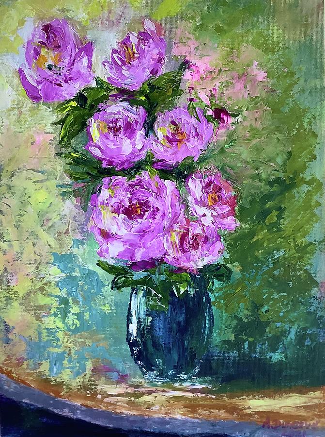 Roses in a Vase Original Painting in Oil Bright Colours by Palette ...