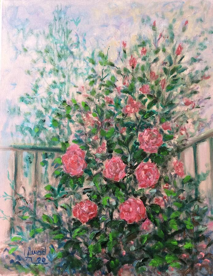 Rose Corner Painting by Laila Awad Jamaleldin