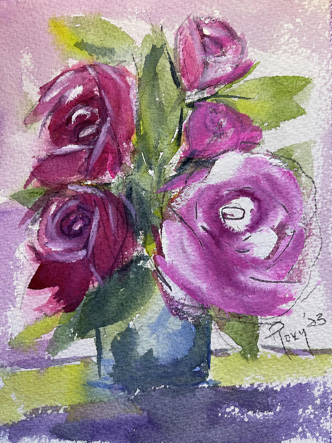 Roses in Surrey Painting by Roxy Rich