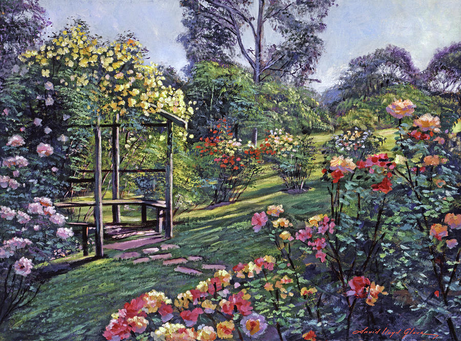 Roses In The Garden Painting by David Lloyd Glover