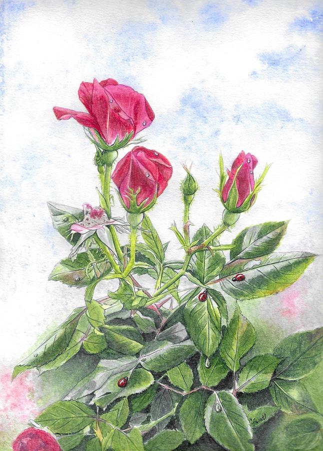Rose Painting - Roses in the garden by Swati Singh