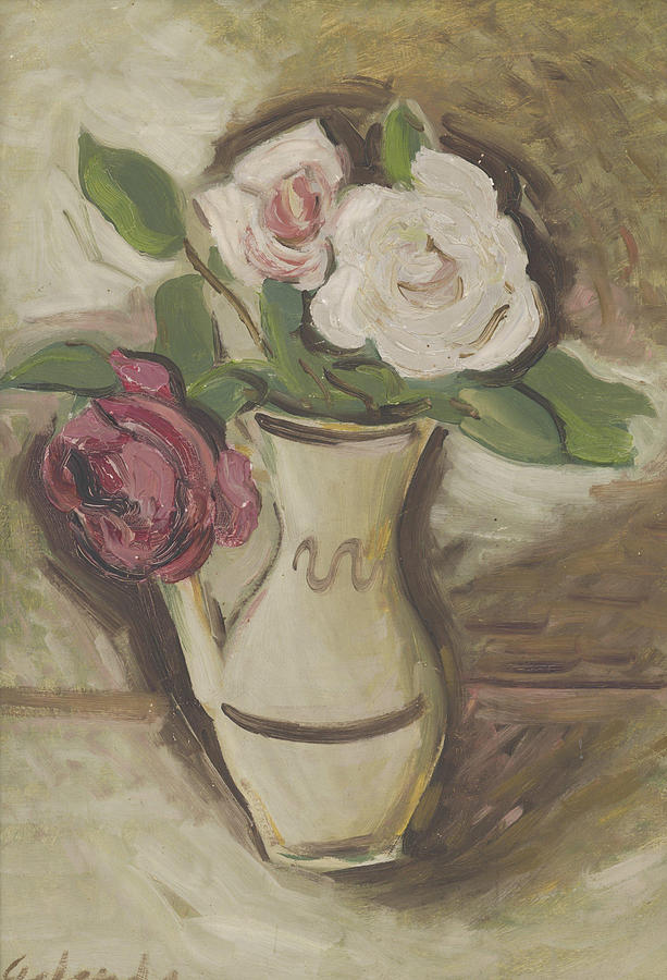 Oil hotsell painting-rose in pitcher