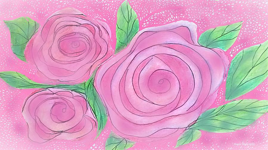Roses on Lace Drawing by Angela Davies