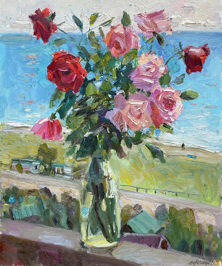 Roses On The Balcony Painting By Juliya Zhukova Fine Art America