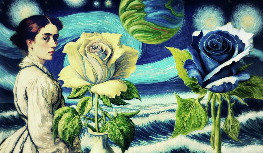 Roses on the Beach  Digital Art by Ally White