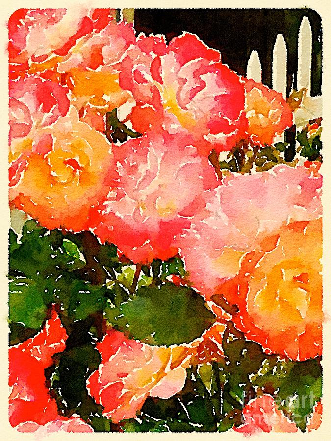 Roses on the Fence Digital Art by Wendy Golden