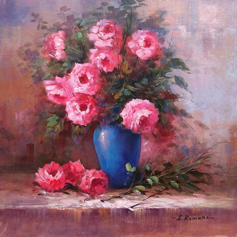 Flower Painting - Roses - original Italian oil painting flowers by Eva Romano