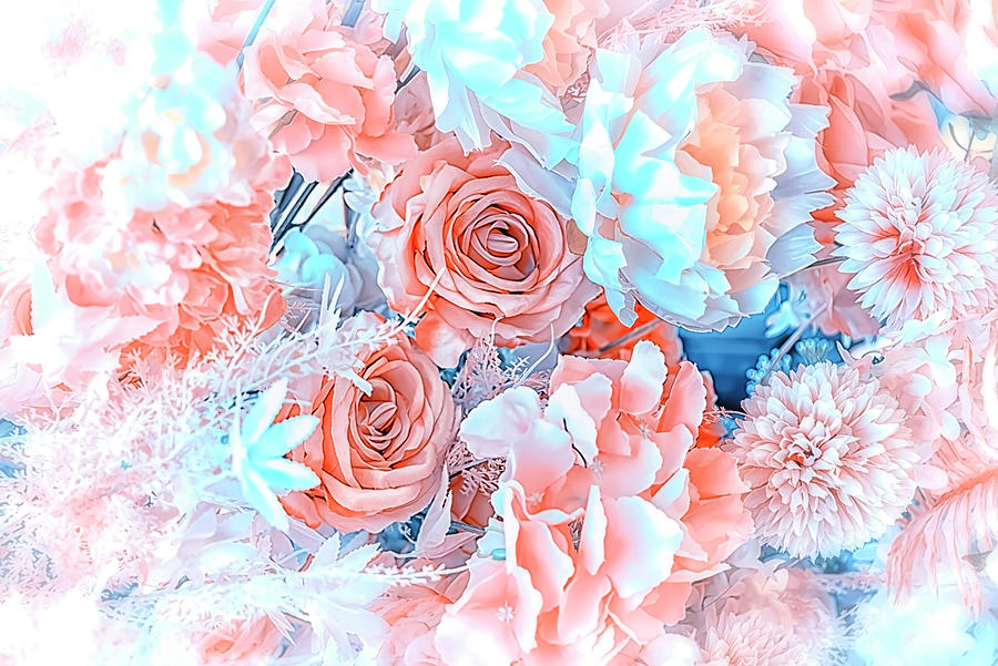 Abstract Photograph - Roses, peonies and hydrangeas by Manjik Pictures