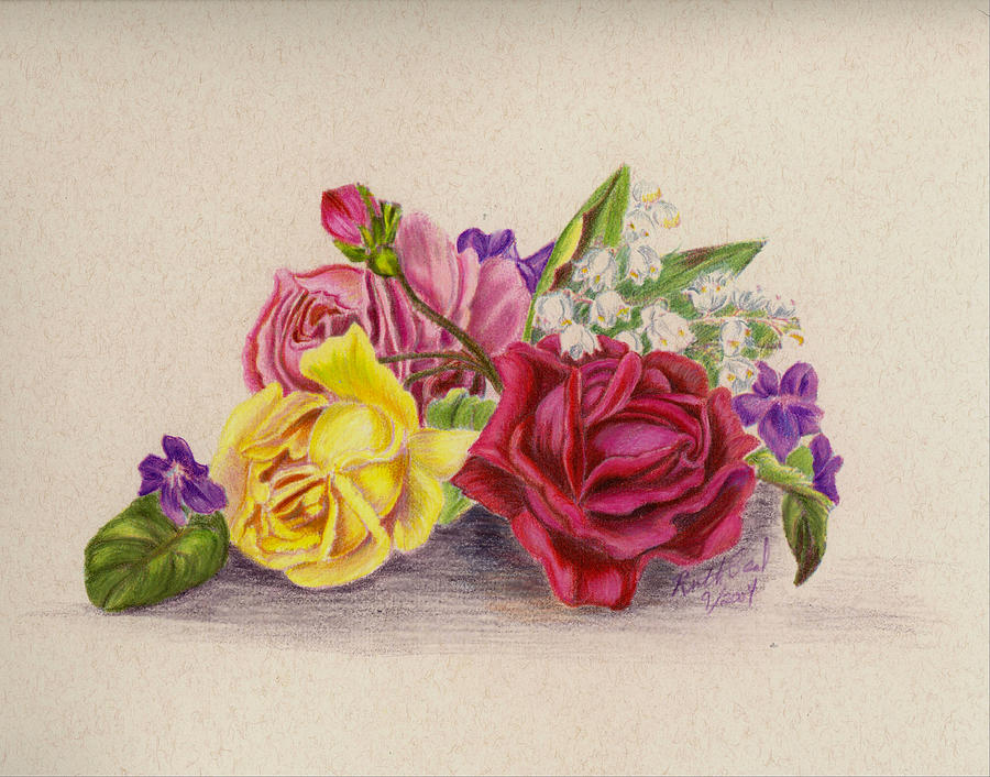 Flower Drawing - Roses by Ruth Seal