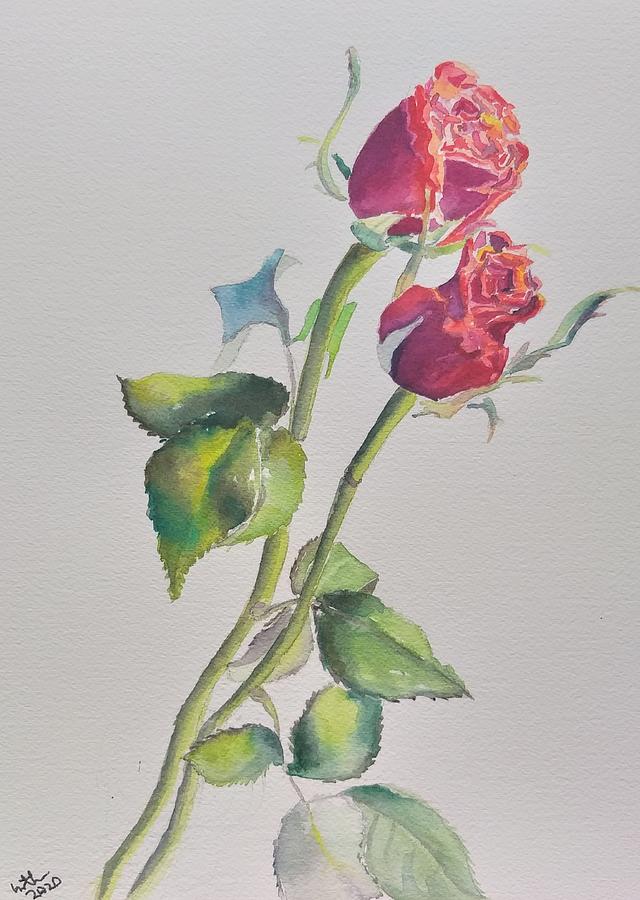 Roses to wish you  Painting by Geeta Yerra