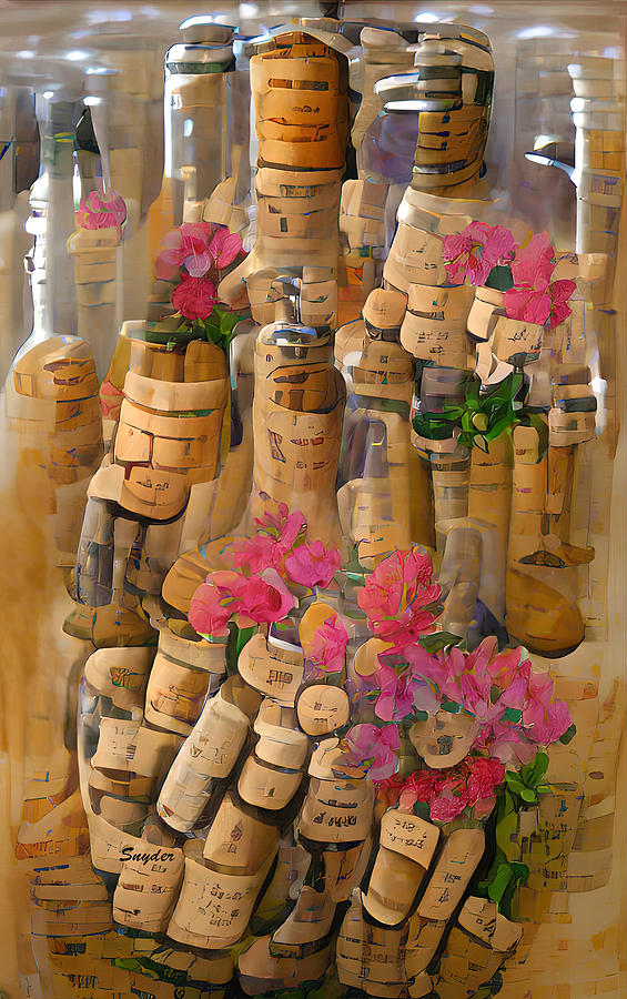 Roses Wine and Corks  Digital Art by Floyd Snyder