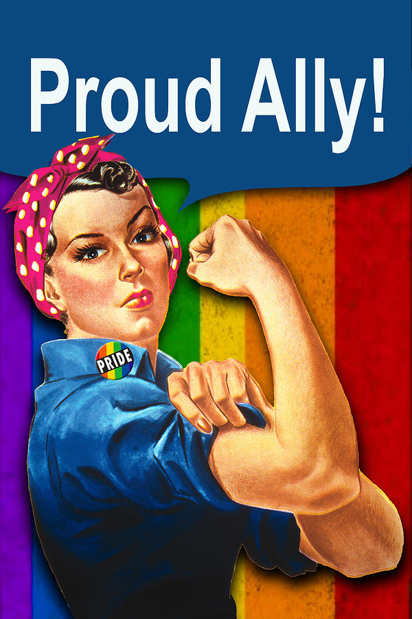 Rosie Pride LBGTQ Rainbow Proud Ally Support Rainbow Painting by Tony Rubino