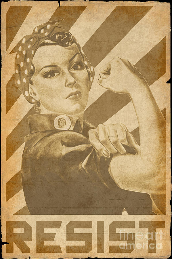 Rosie The Riveter We Can Do It Resist Retro Propaganda Digital Art By