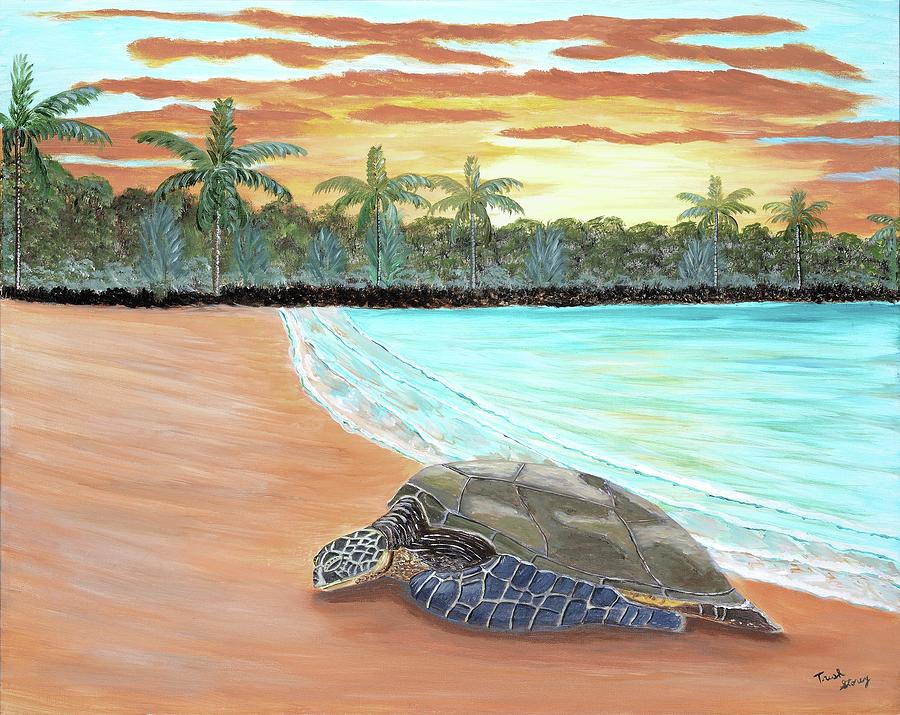 Rosie The Turtle Painting by Trish Storey - Pixels