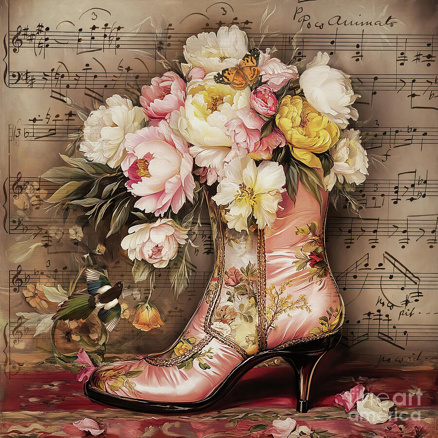 Rosies Pink Boot Painting by Tina LeCour Rosies Pink Boot Painting by Tina LeCour