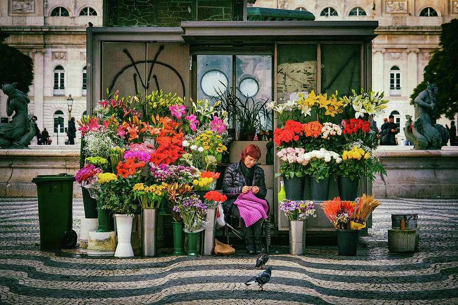 Rossio Flower Seller Photograph by Carlos Caetano