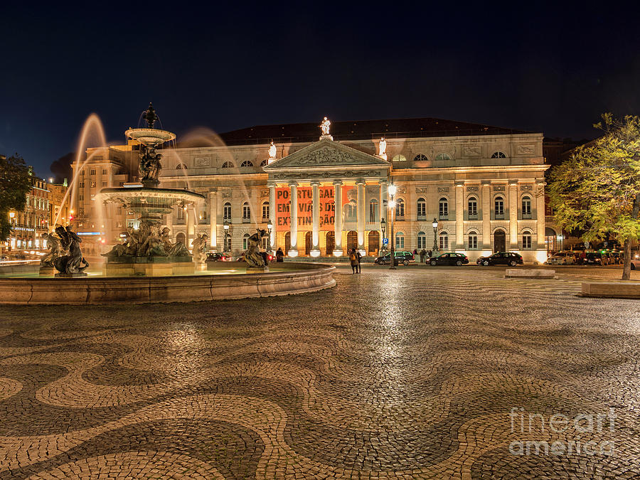 Rossio Square by Night, Lisbon Photograph by Colin and Linda McKie
