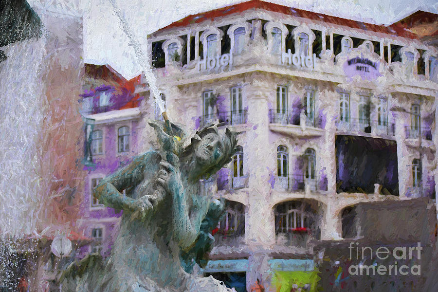 Rossio Square, Lisbon Painting by Paul Gerace