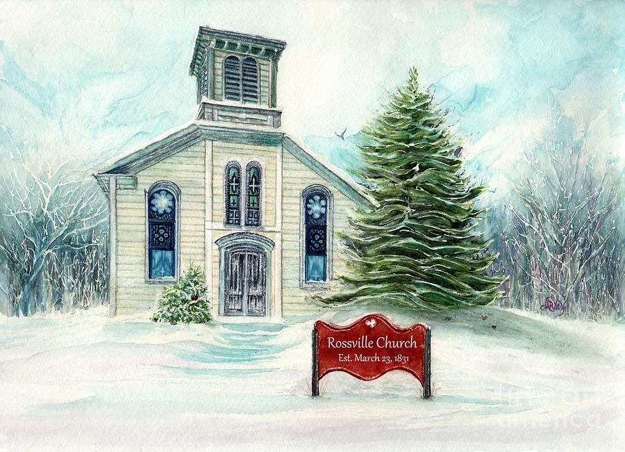 Rossville Church Winter Wallkill NY  Painting by Janine Riley