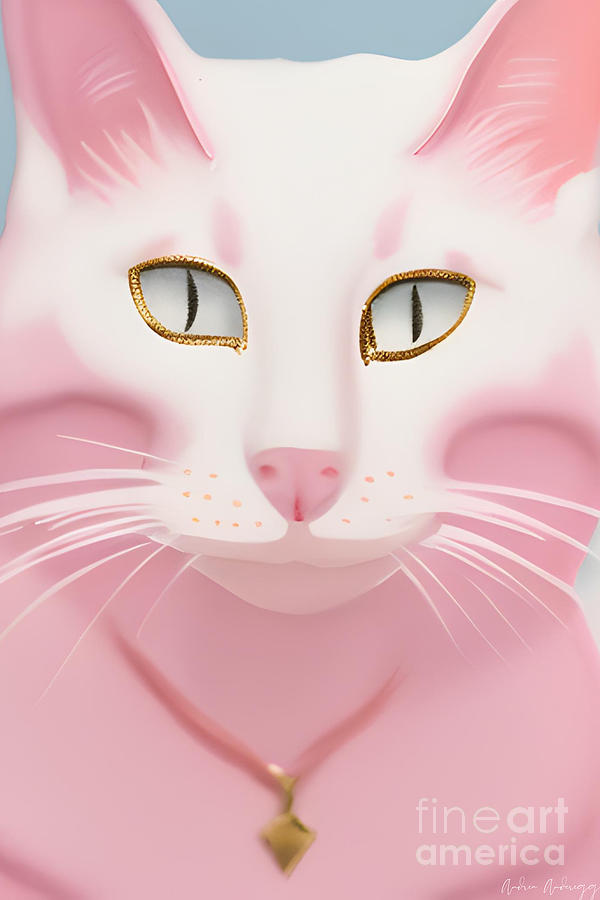 Rosy Cat Dreamscape Mixed Media by Andrea Anderegg