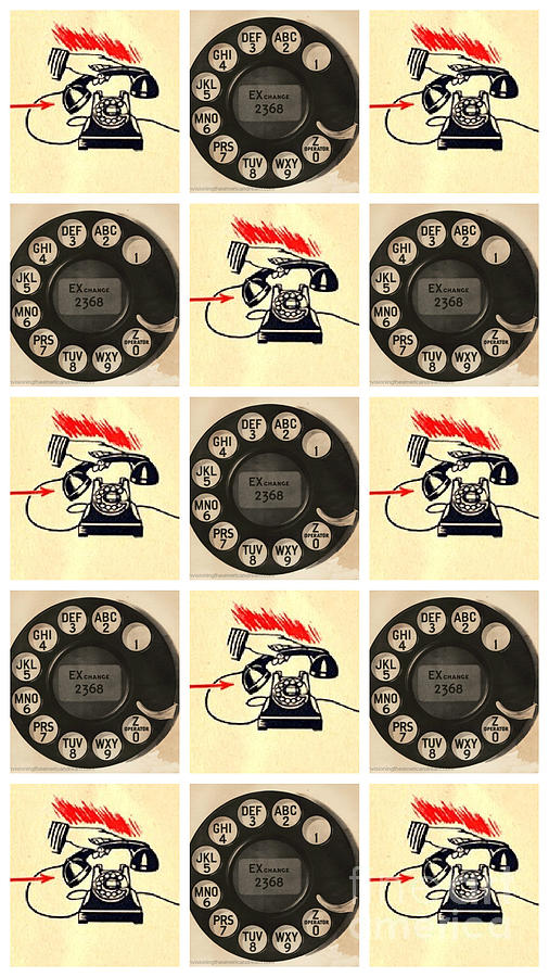 Rotary Phone How to Dial Mixed Media by Sally Edelstein