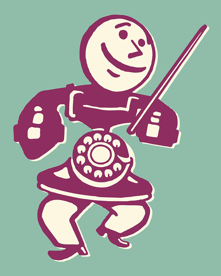 Rotary Telephone Man Drawing by CSA-Archive