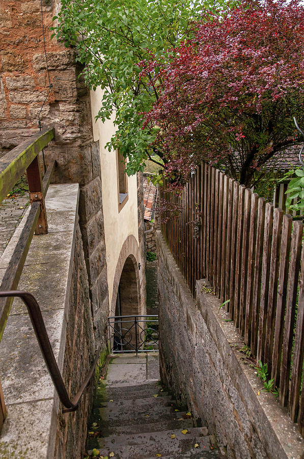 Rothenburg ob der Tauber. Down by Tiny Staircase Photograph by Jenny Rainbow