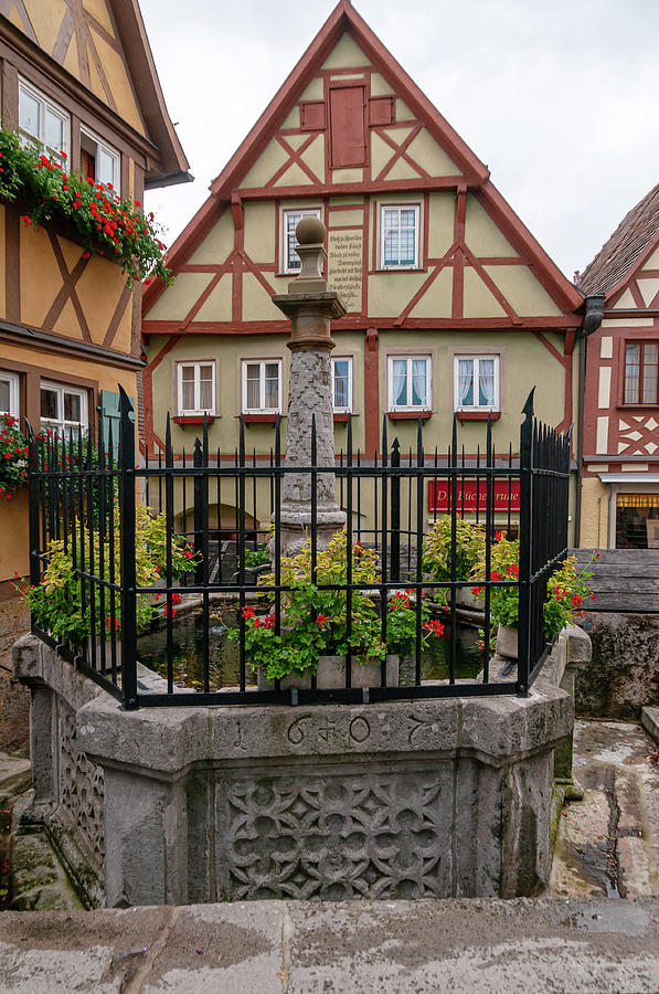 Rothenburg Ob Der Tauber. Little Fountain On Plonlein 1 Photograph by Jenny Rainbow