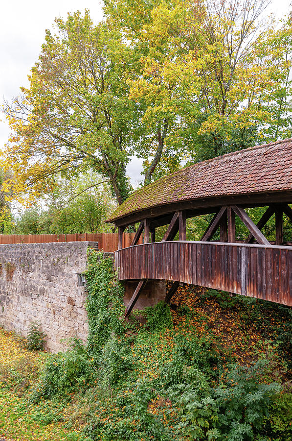 Rothenburg Ob Der Tauber. Old Wooden Covered Bridge Photograph by Jenny Rainbow