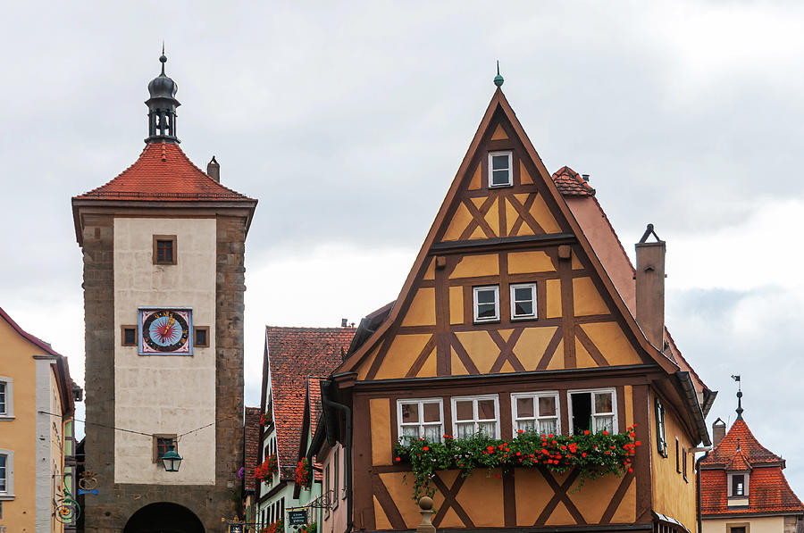 Rothenburg Ob Der Tauber. Siebersturm And Crooked House On Plonlein 1 Photograph by Jenny Rainbow