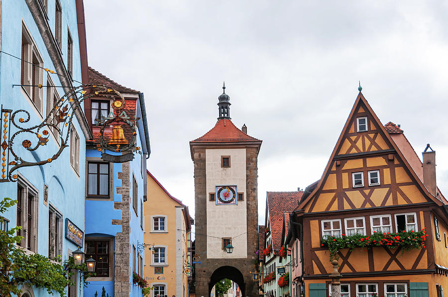 Rothenburg Ob Der Tauber. Siebersturm and Crooked House On Plonlein  Photograph by Jenny Rainbow