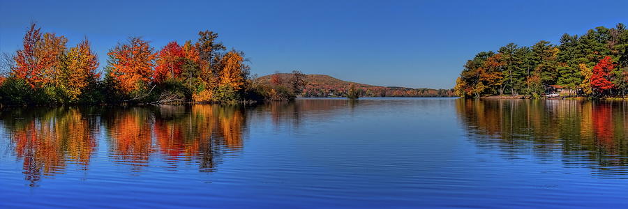 Rothschild Pavilion Autumn Reflection Panorama Photograph by Dale Kauzlaric