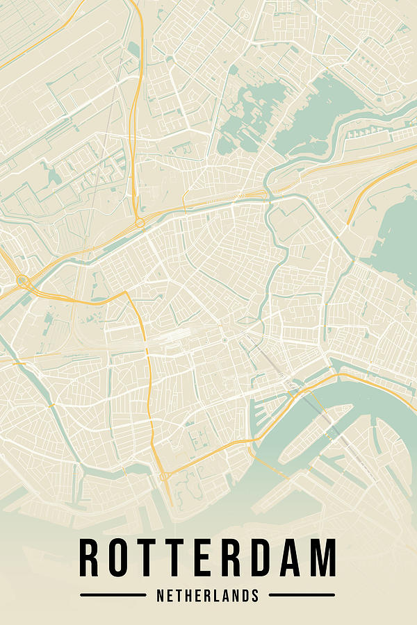 Rotterdam Map Netherlands Day Version Aesthetic Minimalistic Digital ...