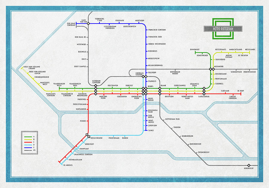 Rotterdam Metro Map Digital Art by Frans Blok