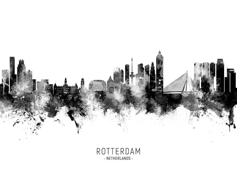 Rotterdam The Netherlands Skyline #00b Digital Art by Michael Tompsett