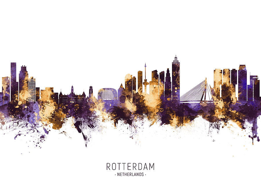 Rotterdam The Netherlands Skyline #01b Digital Art by Michael Tompsett
