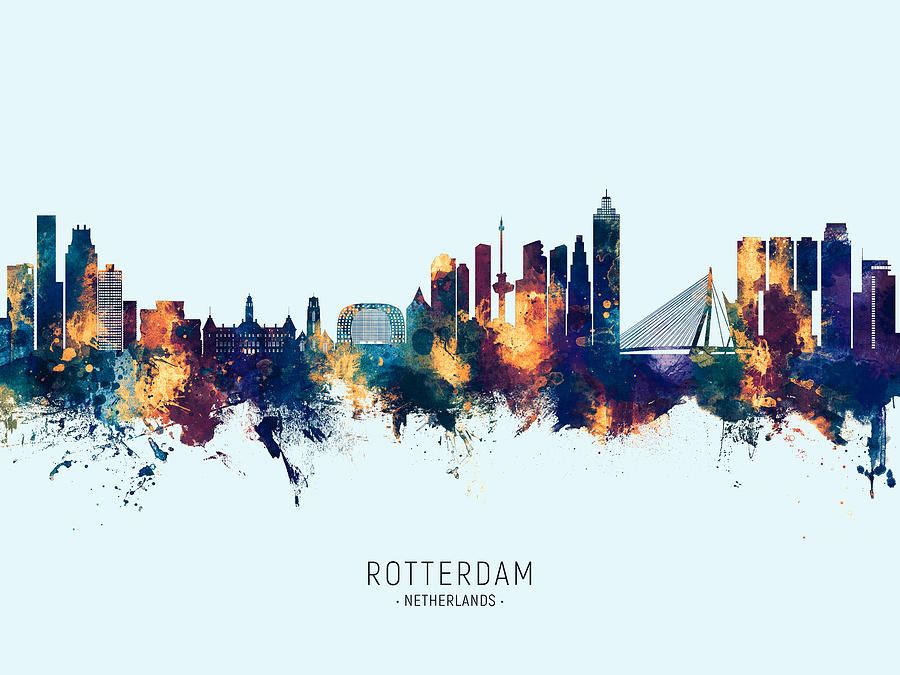 Rotterdam The Netherlands Skyline #02b Digital Art by Michael Tompsett