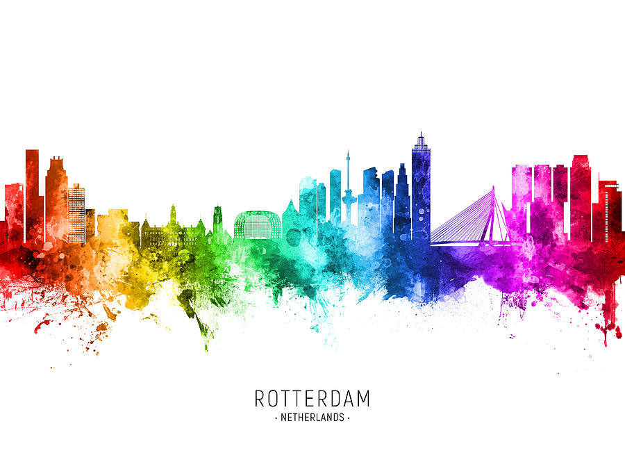 Rotterdam The Netherlands Skyline #03b Digital Art by Michael Tompsett