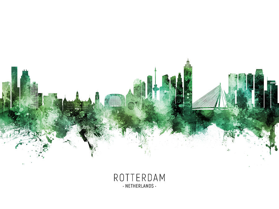 Rotterdam The Netherlands Skyline #06b Digital Art by Michael Tompsett